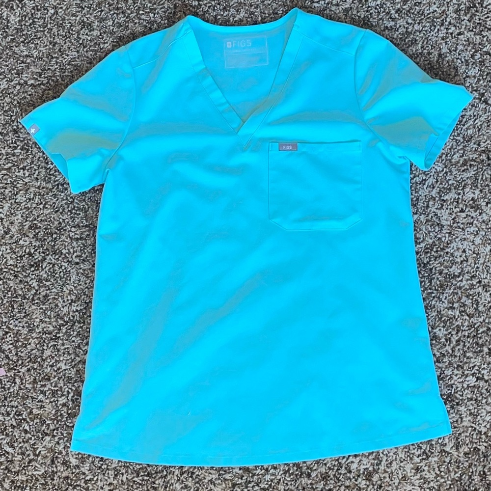 Figs Catarina scrub top: neon blue, small